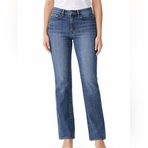 Talbots Women's Flawless Five Pocket Straight Blue Jeans Size 4p Petite Mid Rise